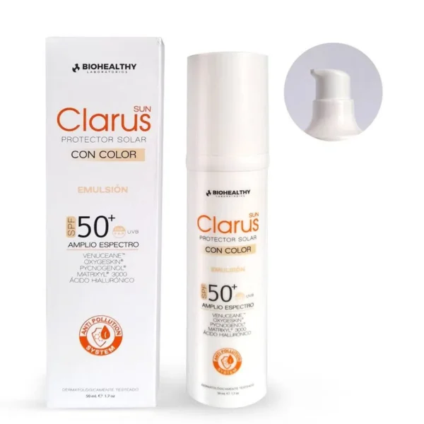 CLARUS BLOQUEADOR SOLAR COLOR EMULSION SPF 50+ FRASCO X 50 ML