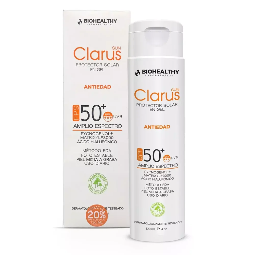 CLARUS GEL BLOQUEADOR SOLAR SPF 50+ FRASCO X 120 ML
