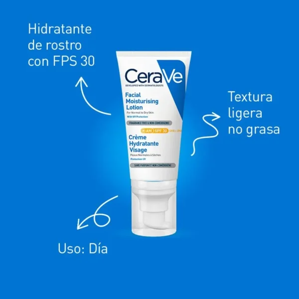 LOCION HIDRATANTE DE  ROSTRO PIEL NORMAL A SECA AM SPF 30  X 52 ML - Imagen 2