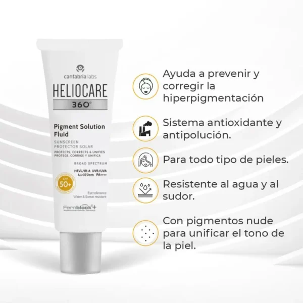 MEDIVELIUS HELIOCARE 360° PIGMENT SOLUTION FLUID FPS 50+ X50ML - Imagen 3