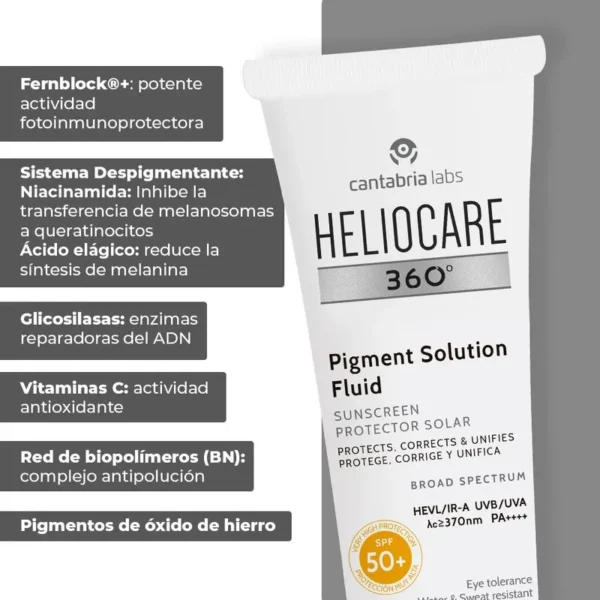 MEDIVELIUS HELIOCARE 360° PIGMENT SOLUTION FLUID FPS 50+ X50ML - Imagen 5